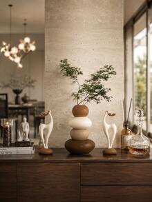 1/3件套可爱小鹿摆件及叠放花瓶套装，波西米亚风格家居装饰，手工制作，充满质朴魅力，适合摆放在客厅/卧室的架子上，或作为咖啡桌的中心装饰品，北欧简约风格，提升氛围，独特的艺术装饰，是自然爱好者、家居装饰爱好者和乔迁新居的理想礼物（注意：鹿角需要自行粘贴）。 - 彩色 - 查看 6