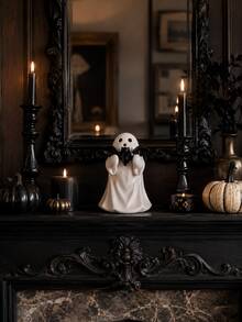 1 Stück süße weiße Geister-Skulptur, die eine schwarze Fledermaus umarmt, Halloween-Dekoration, weicher unheimlicher gotischer Stil Schreibtisch-Ornament, Herbst Bücherregal Kaminmantel Bücherregal Dekoration, Wohnzimmer Schlafzimmer Büro Schreibtisch Akzent, Halloween Party Dekoration Geschenk - B - Übersicht 9