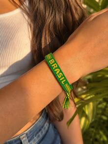 Satin Scarf For Brazil Flag/Sash (Brazil Accessories) Sold Separately. - 巴西綠色手鍊 - 查看 2
