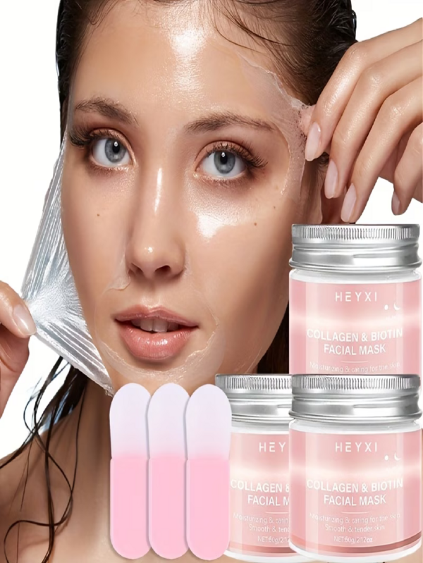 HEYXI 60g Collagen & Biotin Mask - Hydrating & Moisturizing Mask With Collagen Essence, Suitable For All Skin Types, Hypoallergenic, Day & Night Moisturizing Mask, Smooth Texture Skincare