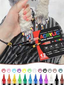 12pcs Dog Nail Polish Pens Quick Dry 12 Colors Pet Nail Polish For Dogs Or Cats Easy Application Dog Nail Polish Fast Dry Dog Polish - Great Dog Accessories Puppy Nail Polish Set - Multicolor - View 1