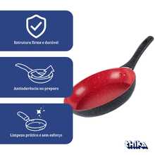 ALUMINIO NACIONAL Frigideira De Indução Antiaderente 20cm Preto e Vermelho - Vermelho - Visão 9