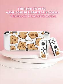 Cartoon Animal Capybara Pattern Game Console Shell And Accessories For Switch/Switch OLED, Including Protective Case, Storage Bag, Dock Shell, Console Dust Cover, Game Card Box, Controller Protective Sleeve And More Accessories Available, Suitable For Christmas, Spring Romance, Valentine's Day, Back To School Season And Other Occasions As Gifts - View 4