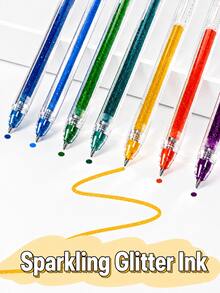 Wrritove 12/18/36pcs Retractable Glitter Gel Pens Set, 0.7mm Fine Point Smooth Writing Sparkle Ink, Assorted Color Click Pens For Journaling, Scrapbooking, Planner Notes, Bullet Journal, Greeting Cards, School Office Supplies, DIY Decoration - Deep Starlight 12 Colors - View 4