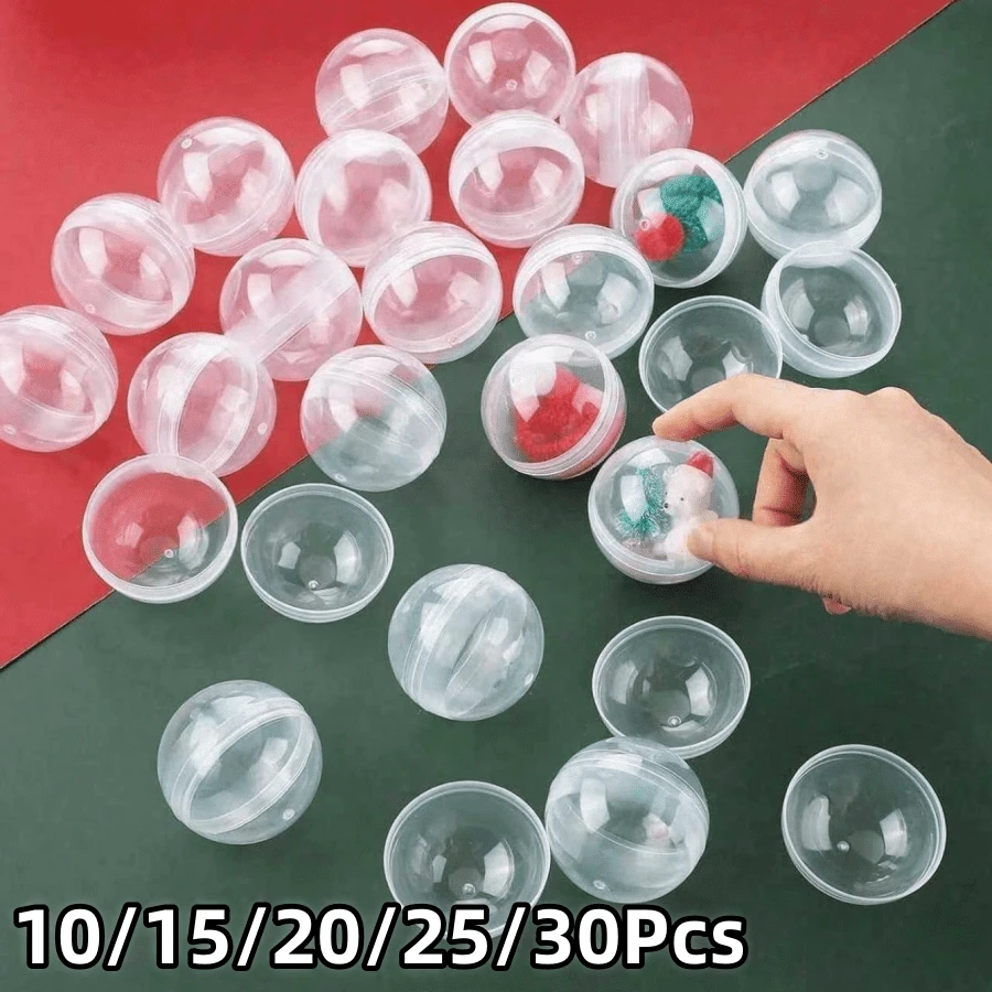 10/15/20/25/30Pcs Mini Plastic Round Capsules - Durable Plastic Containers For Storing Small Items, Suitable For Party Prizes, Retail Store Fixtures And Accessories, Transparent Design, Lightweight, Applicable For Celebrations, Birthdays, Party Decorations, Gift Packaging, Gift Baskets, Filler Materials, DIY Crafts And More.