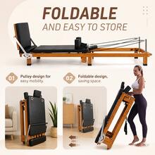 Pilates Reformer Bed For Home Gym, Adjustable Resistance Core Training Machine For Stretching, Yoga & Full Body Exercise - Multicolor - View 3