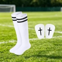 Cross-Football Training Accessories Set, Long Striped Socks + Printed Pads Combination, Lightweight Outdoor Sports Accessories, Suitable For Field Training Activities - Cross - View 6