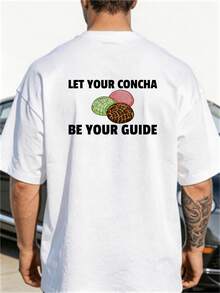 Camiseta de hombre con diseño de Concha Pan De Dulce -% 180Gsm, camiseta vintage negra con el eslogan Que tu Concha sea tu guía y un colorido diseño geométrico de semillas de Concha, c - Blanco - Ver 7