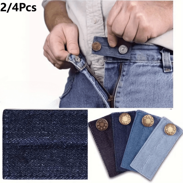 2/4Pcs Pants Extender Buttons, Jeans Waist Extender, Pants Hooks With Long Buttons, Elastic Adjustable Waist Buttons, Belt Extender Buckles, Quilting Supplies