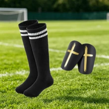 Golden Cross-Football Training Accessory Set, Long Striped Socks + Printed Pads Combination, Lightweight Outdoor Sports Accessories, Suitable For Field Training Activities - Golden Cross - View 1