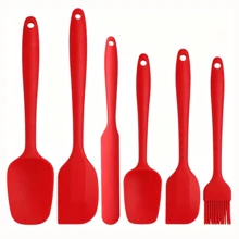 Set Peralatan Memasak & Memanggang Silikon Anti Lengket Tahan Panas 6/3 buah, Pengikis Besar/Pengikis Kecil/Spatula Besar/Kuas Minyak/Spatula Panjang/Pengocok, Untuk Kue & Krim, Aman untuk Mesin Pencuci Piring (Merah, Hitam) - MultiWarna - View 15