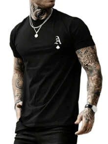 Manfinity Men's T-Shirt With Poker Print. - 黑色 - 查看 11