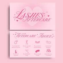Pink Lash Extension Aftercare Card | 50 Pack | Lash Aftercare Instruction Minimalist Cards Double Sided Size 3.5 X 2 Inches Eye Lash Aftercare Kit For Clients With 2-3 Week Refill Instruction - 3.5 X 2 Inches - View 1