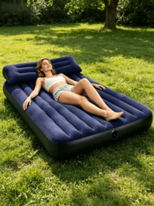 1pc Multi-Size Household Inflatable Mat, Flocked Wear-Resistant And Moisture-Proof Nap Bed, Portable For Outdoor Camping, Foldable Thickened Inflatable Mattress. - Royal Blue - View 1