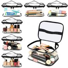 Bolsa de cosméticos portátil de PVC transparente con doble cremallera, impermeable, bolsa de aseo de viaje grande, organizador de almacenamiento de mano para cuidado de la piel, brochas de maquillaje, artículos de papelería para estudiantes, lápices, borradores, artículos de tocador de baño, artículos varios de escritorio para viaje, negocios y equipaje - Multicolor - View 2
