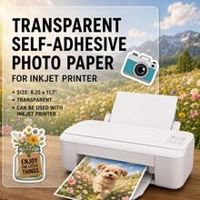 5/20/50 Hojas de Papel Fotográfico Autoadhesivo PET Transparente A4, Tamaño 210mm*297mm (8.28in*11.69in), Resistente a Arañazos y Duradero, Compatible con Impresoras de Inyección de Tinta/Láser, Adecuado para Hacer Fotos, Manualidades y Pegatinas - transparente - Ver 1