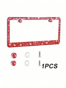 2pcs/1pc Shiny Rhinestone License Plate Frame - Sparkling Crystal Inlaid Stainless Steel, Shiny Screw Caps, Long-Lasting Shine, Unobstructed Design, Fashionable Diamond Car Accessories, Unisex - Style a - View 20