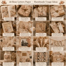 20 Stücke/Packung Vintage Blumen Dekoratives Scrapbooking Papier, DIY Bastelaufkleber & Notizen, Größe 3,93*5,51 Zoll, geeignet für Party, Geburtstag, Hochzeitsdekoration, Feiertagsgeschenkverpackungspapier, Verpackungsmaterial, handgefertigt, kreative DIY Kombinationskarten, schönes Sammelalbum Designpapier, Büro- und Lernmaterialien, Schulmaterialien, Schulanfang Saison. - 1 Set - Übersicht 4