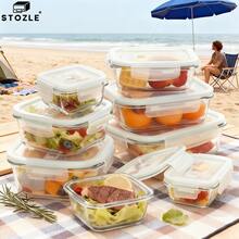 Stozle 10pcs Glass Food Storage Container Set With Vented Lids, Leak-Proof, Sealed Glass Lunch Boxes For Pantry, Kitchen, And Dishwasher Use (8 Food Storage Containers + 2 Spice Jars) - 10 Gray Pieces - View 8