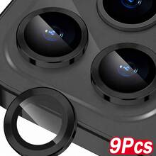CASECOPS 9H 鋼化玻璃金屬環相機鏡頭保護蓋 - 相容於 17/17 E/17Air/17pro/17promax/16/16pro/16plus/16promax/16 14 Pro (6.1 吋) 及 14 Pro Max (6.7 吋)，具備防刮 HD 覆蓋與金屬環提供最大保護 - 9入 黑色 - 9pcs - 查看 18