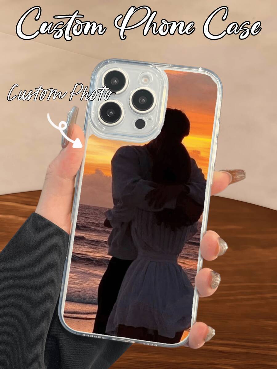 Custom Phone Case UV Printed Transparent Full Coverage Protective Shell Single Photo Style Compatible With Apple 17/17 Pro/17 Pro Max/17 Air, All Series - Valentine's Day Gift, Style Gift, Apple Phone Case, Apple 17 Pro Max Phone Case - Clear - View 1