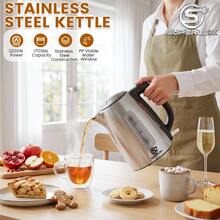 SUPERLEX 1.7L Electric Tea Kettle With Visual Water Level Display, 3000W Fast Boiling Water, Auto Shutoff On Low Water & Dry Boil Protection. Stainless Steel Kettle Body With Anti-Scald Design, Great For Coffee And Tea. - UK Plug(220-240V) - View 2