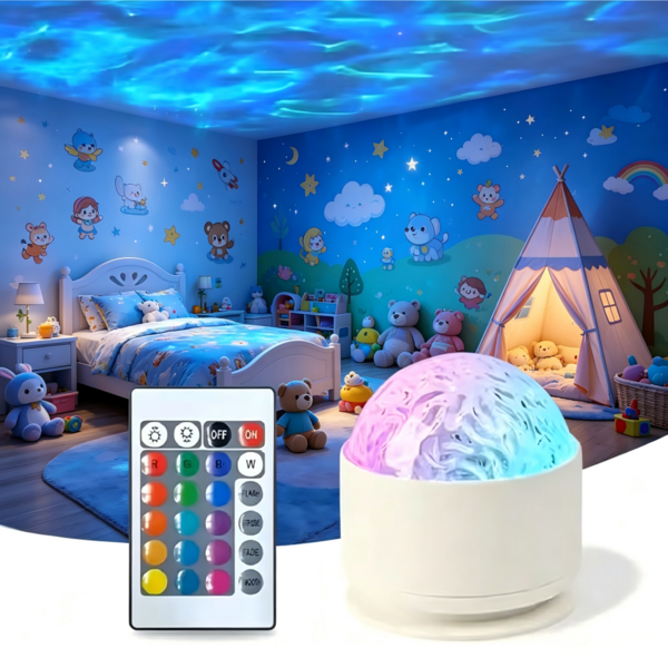 Máy chiếu ánh sáng Bắc Cực/sóng nước, máy chiếu bầu trời đêm cực quang RGB 16 màu, máy chiếu ánh sáng thiên hà điều khiển từ xa, máy chiếu sóng đại dương sạc USB, phù hợp trang trí phòng trẻ em, phòng ngủ, trang trí nhà cửa, tiệc tùng, quà sinh nhật sáng tạo