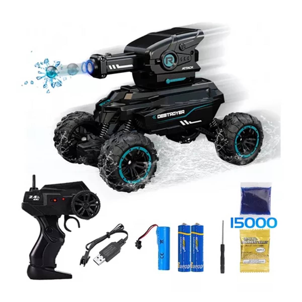 RC Tank With Bullet Launcher, Gift For Kids Car - 黑色 - 查看 1