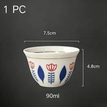 1/6pcs Gold Rim Vintage Tulip Pattern Ceramic Cup Gift Set, Traditional Coffee Cup, Suitable For Saudi National Day Party, African Style Cafe And Daily Coffee Drinking - Multicolor - View 11