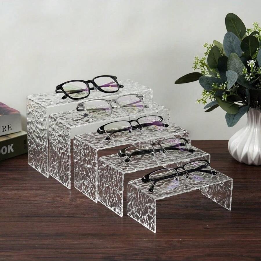 3pcs/5pcs Acrylic Transparent U-Shaped Dessert Pastry Display Stand, Water Ripple Decorative Cake Display Stand - Clear - View 1