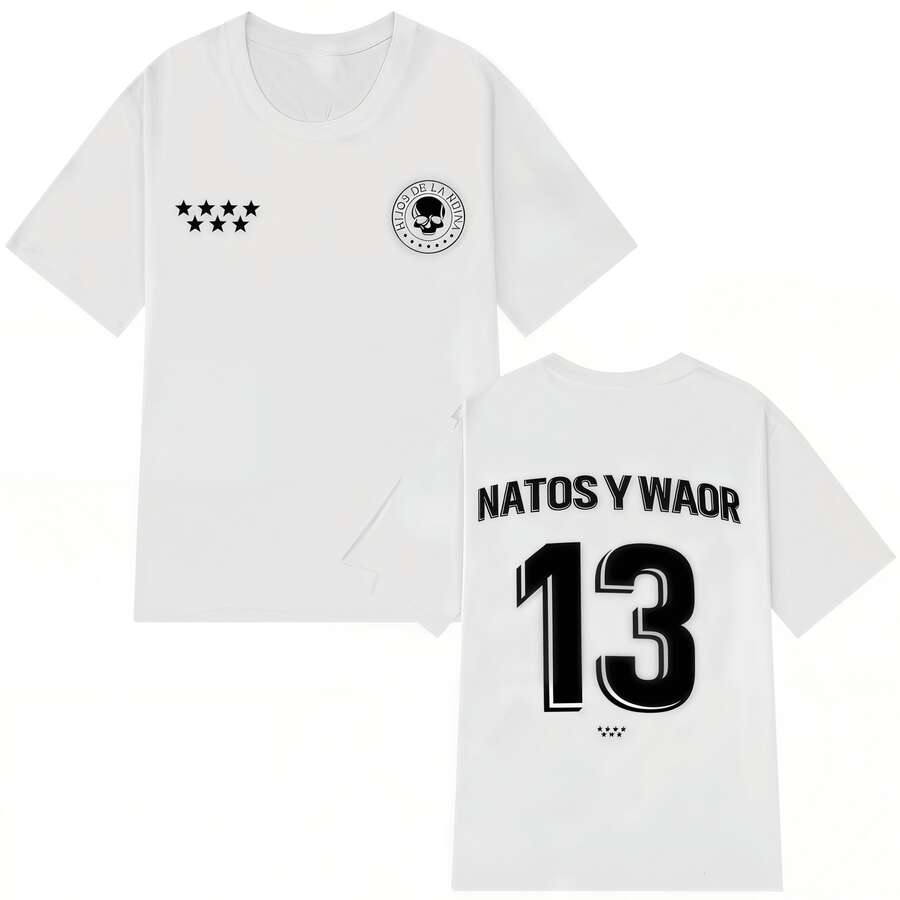 Graphic T-Shirts Rap T-Shirt NATOS WAOR 13 2025 Fashion Hip Hop Retro T-Shirt For Men And Women Summer Print 100% Pure Cotton Casual T-Shirt Y2ktops - 白色 - 查看 1