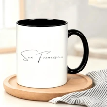Taza de cerámica con diseño San Francisco tipografía elegante Taza de café estética minimalista apta para lavavajillas ideal regalo cumpleaños - Negro - Ver 1