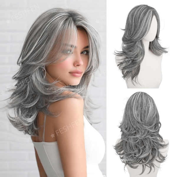 FESHFEN Fashion Long Layered Blonde Wigs For Women, Natural-Looking Long Curly Hair, Voluminous Synthetic Wig Heat Resistant & Easy To Style, Suitable For Daily Party,Cosplay Wig, Fashion Lovers,Easy To Care, Beginner Friendly + 1 Wig Cap Included