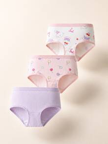 Balabala 3pcs/Pack Girls Triangle Panties, No Tightness - White and Red - View 1