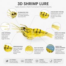 Juego de 30 piezas de señuelos blandos de camarón brillante, 5 colores de señuelos de camarón biónicos fluorescentes con anzuelos, señuelos de pesca de silicona realistas, adecuados para la pesca nocturna en agua dulce y salada - 30 piezas por caja - Ver 7