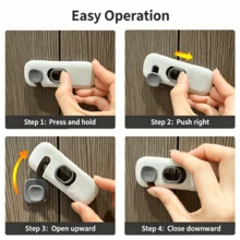 2 Pcs Universal Safety Locks, 360-Degree Rotatable Heavy-Duty Childproof Lock, For Cabinets Single Door Refrigerator Freezer, Easy To Install - Multicolor - View 5