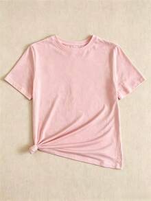 T-Shirt With Sculpture Graphic And Lettering, Off-The-Shoulder Graphic Blouses For Women, Summer Blouses For Women - 粉色 - 查看 2