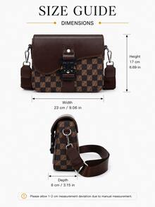 Men's Box Bag Crossbody Shoulder Bag Small Square Bag Buckle Monogram Business PU Waterproof Wallet Unisex Business Storage Bag Suitable For Business Travel Toiletry Storage Tool Bag Large Capacity Easy To Carry Black Clutch Handbag Office Supplies Vintage Men's Gift Peach Tree - Black - View 2