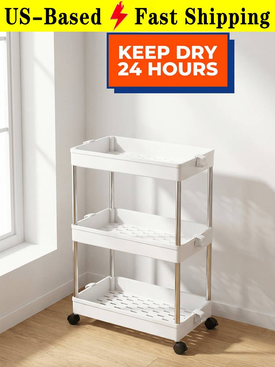 Functional Home Decor With Universal Wheels For Gliding Durable Washable Storage Container For Housewives Multipurpose Rack Household Items Great For Bedrooms To Hold Lotions Desk Oraganizer Kitchen Essentials - Multicolor - View 1