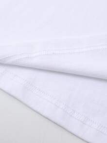 Esta camiseta casual de algodón para mujer presenta un estampado sencillo y elegante. El diseño de manga corta es perfecto para unas vacaciones en la playa, lo que lo convierte en una excele - Blanco - Ver 6