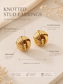 1 Pair Iron 3D Twisted Knot Ball Stud Earrings For Women - Knot - View 7
