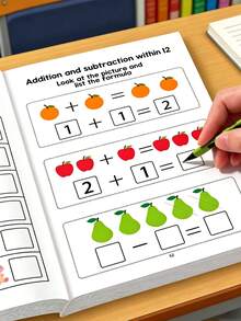 64-Page Engaging Math Workbook Featuring Transportation, Forest Animals, Marine Life, And Fruits/Plants, Suitable For Early Arithmetic Development - Multicolor - View 5