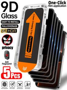 CASECOPS 5片裝隱私鋼化玻璃螢幕保護貼，一鍵無塵安裝，相容 iPhone 17 Pro Max/17 Pro/17/16 Pro Max/16/15 Pro/14/13/12/11/X/E/Plus/Mini 系列，3D 曲面全覆蓋，9H 硬度，28° 隱私防窺，防刮耐磨、防震防摔，高觸控靈敏度，防指紋防油污，相容手機殼 - 防窺5片 - 查看 35