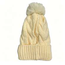 Autumn/Winter Fuzzy Thickened Knitted Beanie Hat, Women Braided Knitted Cap - A - View 13