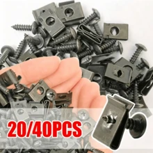 Self-Tapping Screw Metal Fastener Clips, Suitable For Cars And Motorcycles, U-Shaped Clips With Screws, Rust-Proof Protective Clip Screw Iron Plate Kit - Multicolor - View 9