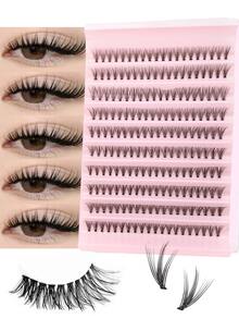 Faux cils en grappes 20D Wispy, légers et moelleux, grappes de cils individuelles DIY, boucle D, longueur mixte 8-16 mm, extensions de cils à bande fine segmentée, volume naturel, faux cils réutilisables, conviennent aux débutants pour le maquillage quotidien, les rendez-vous, les fêtes et les mariages - Voir 2