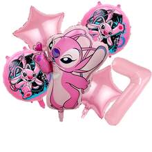Angel Stitch Party Balloon Set, Pink Star And Round Printed Foil Balloons, Suitable For Birthday Party, Anime Theme Photo Decoration - As Shown In the Figure - View 10