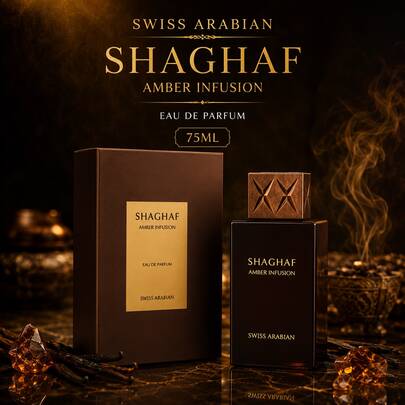 Lattafa SWISS ARABIAN Shaghaf Amber Infusion Eau De Parfum 75ML Luxury Warm Amber Vanilla Leather Long Lasting Unisex Perfume