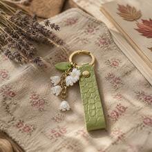 Bell Flower Wristband Keychain, Floral Bag Charm, Suitable For Young Women, Female Students And Back To School Decoration Gift - Green - View 1