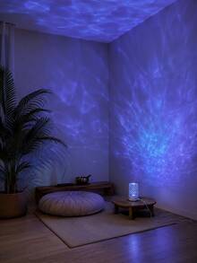 1pc [LED Night Light] Cylindrical Transparent Textured Water Ripple Lamp, USB Powered, Suitable For Bedroom Bedside, Dorm Desk And Leisure Spaces - Multicolor - View 11